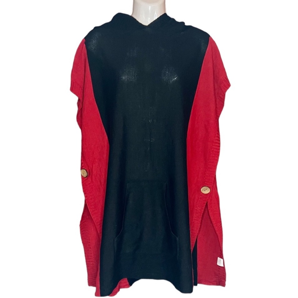 Fanfare Poncho Hoodie Red Sweater